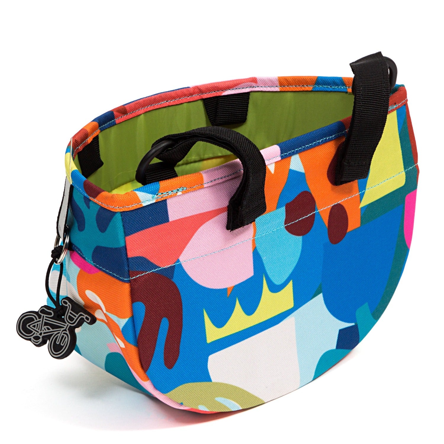 Po Campo Whoosh Fabric Basket in Aquatic Back View | color:aquatic;